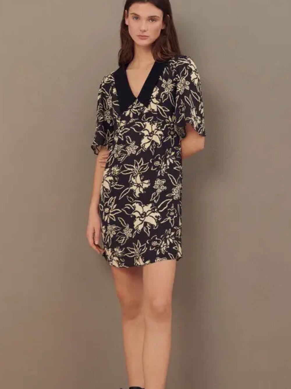 Ba&sh NEW Seyton Black Floral Mini Dress